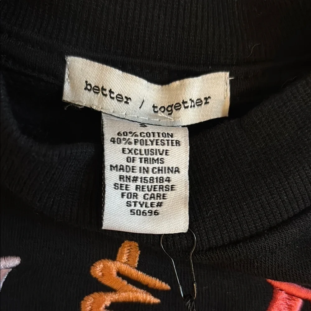 Better Together Groovy & Bright Black Sweater Unisex Size Small